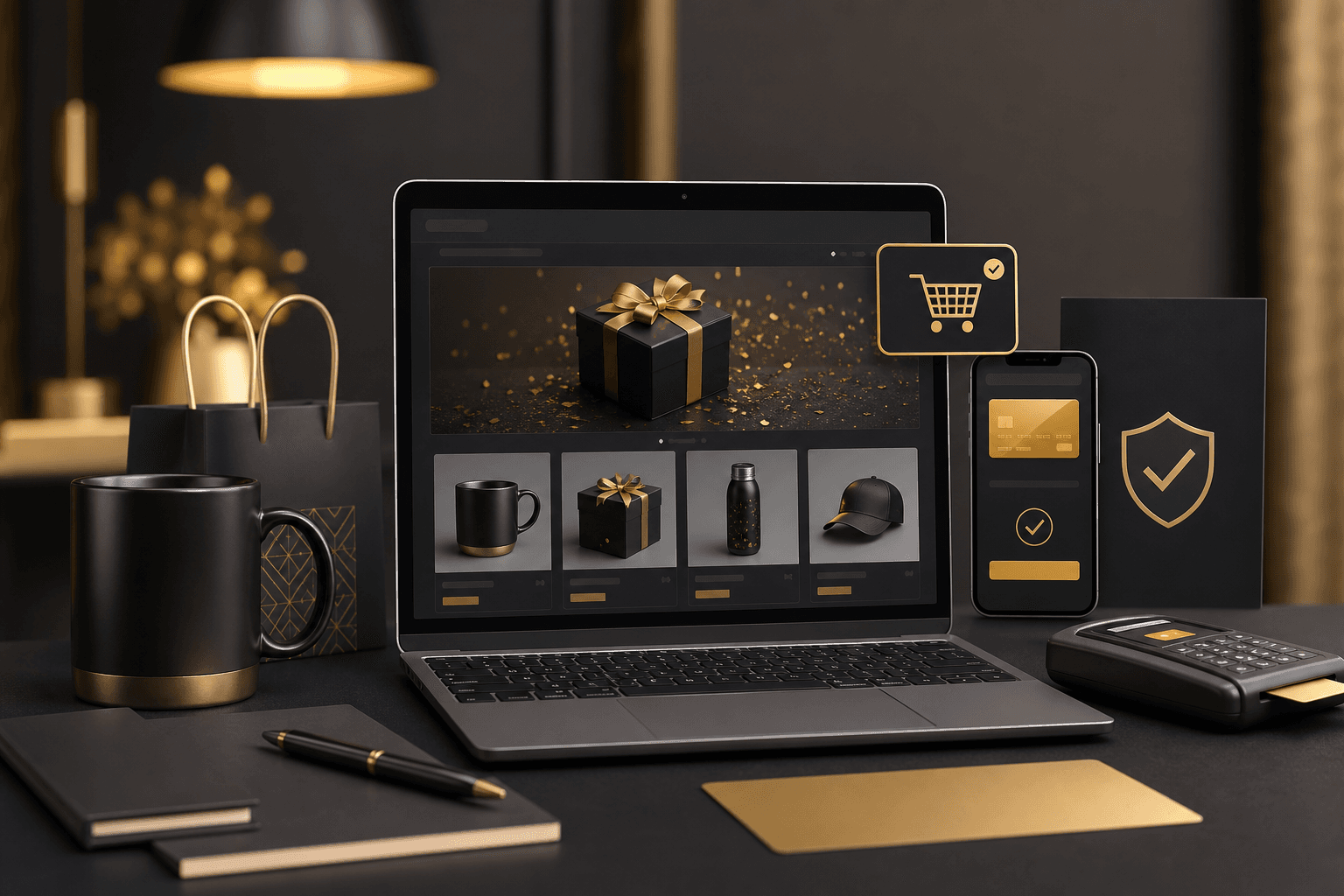Small business e-commerce store with branded products and online checkout
