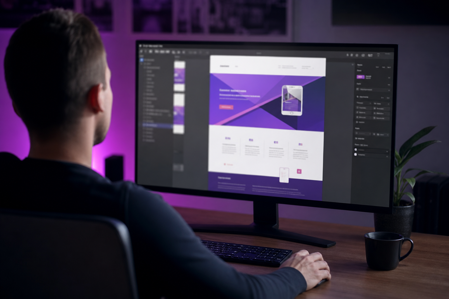 Website mockup on screen